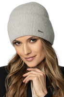 Vivisence Damen Mütze Winter Weich Strickmütze Umschlag-Saum Innenfutter 7096, hellgrau