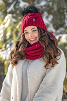 Vivisence Bonnet À Pompon Femme Chaud Et Doux Idéal Pour L’Hiver 7014, bordeaux