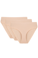 Vivisence Dame Slip 3-er Pack Unterhose Glatt Voll Nahtlos Klassisch 4011, beige