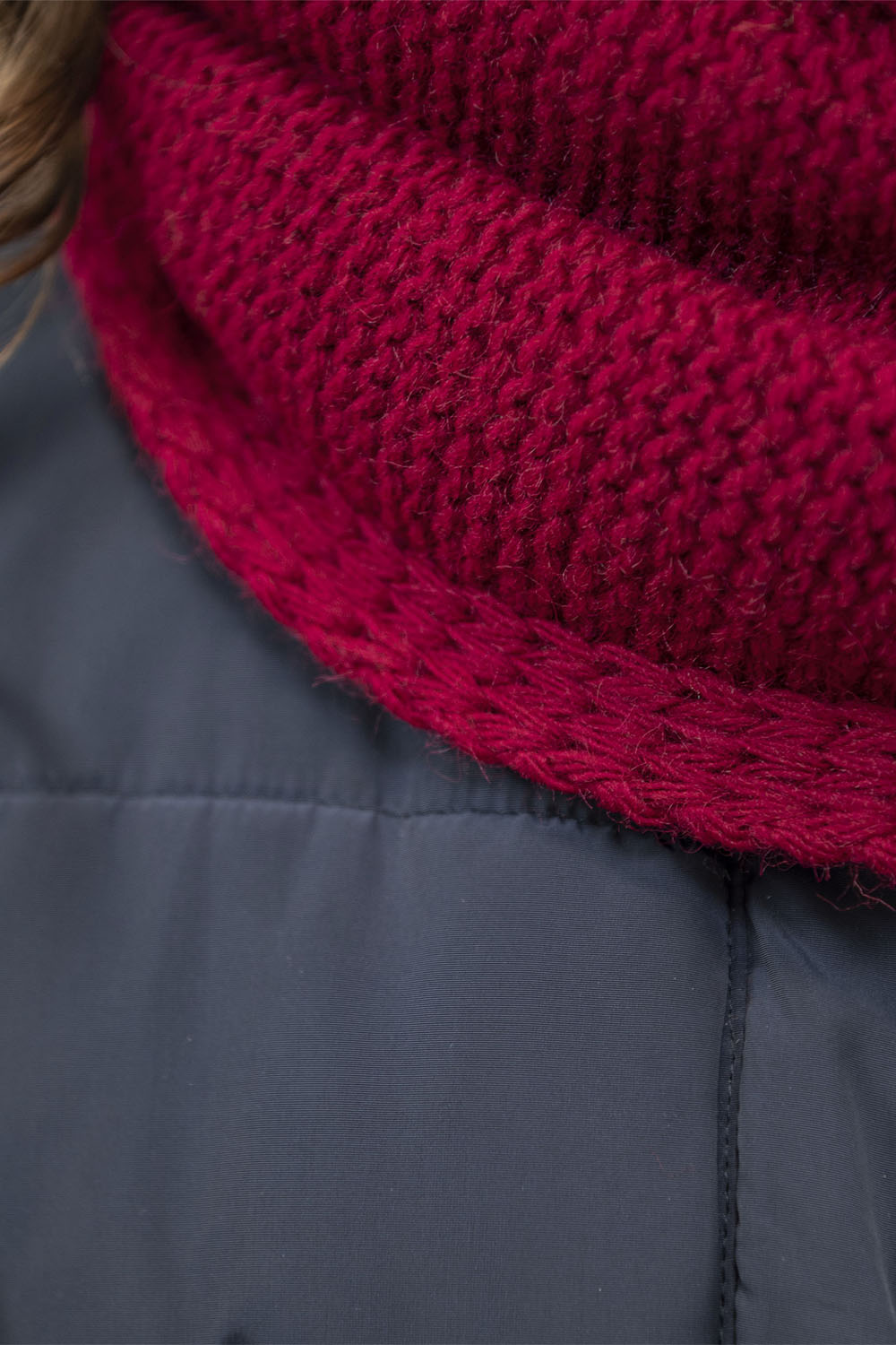 Vivisence Knitted Loop Scarf Double Folded Warm Ideal For Winter 7103, maroon