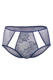 Vivisence Damen Slip Spitze Netz Details Vollschnitt Für Elegante Passform 1044W, dunkelblau