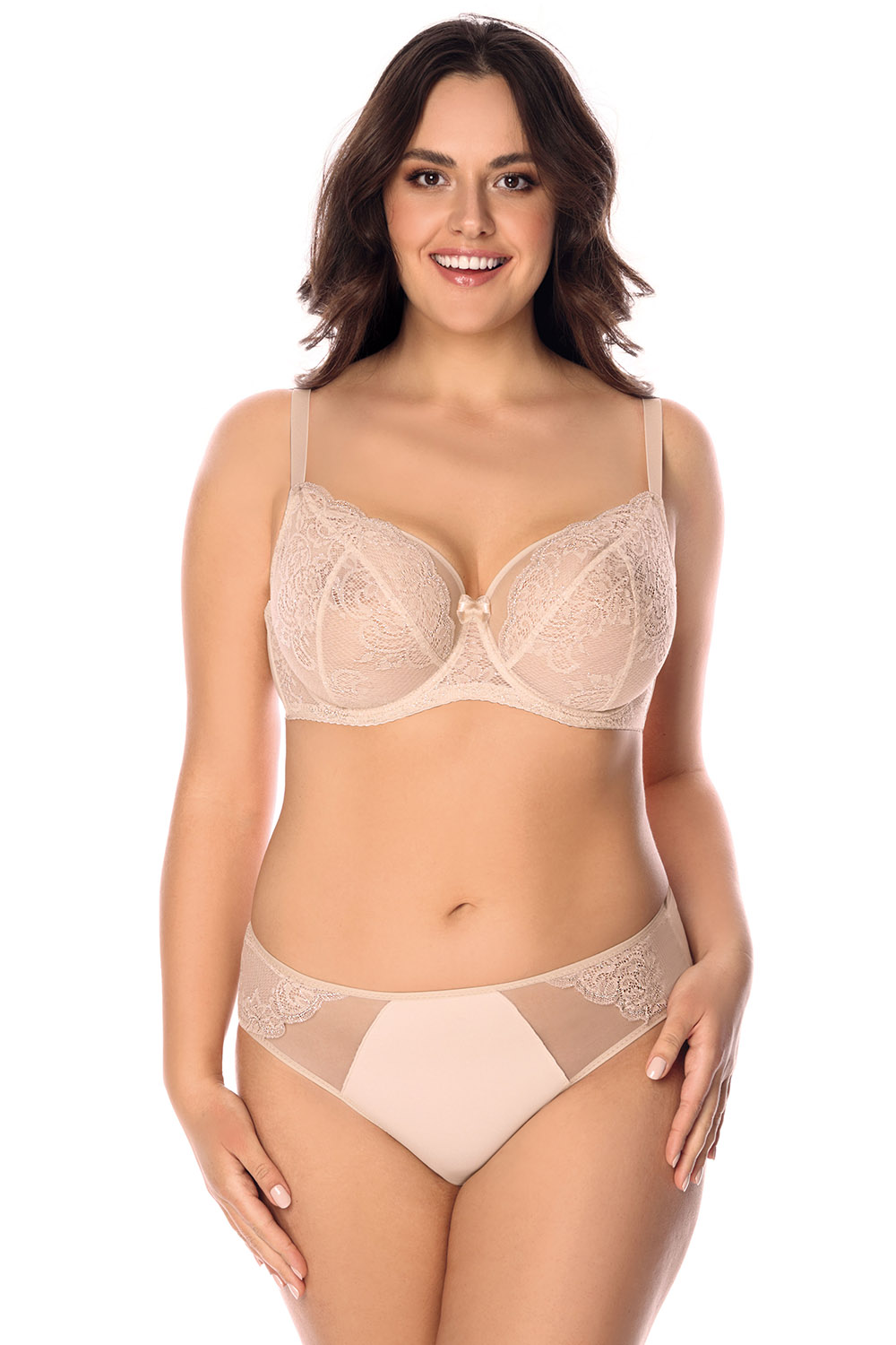 Vivisence Bügel BH Damen Halbgepolstert Mit Spitze Formt Und Stützt Den Tag, beige
