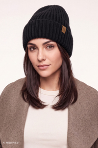 Vivisence Women's Winter Hat Ribbed Cuff Warm, black