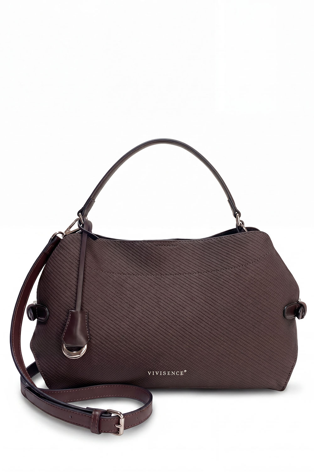 Vivisence Women Handbag Structured PU With Adjustable Strap For Everyday Elegance, brown