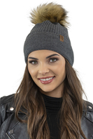 Vivisence Pour Femme Ensemble Bonnet Et Écharpe Automne et Hiver Modèle Élégant Classique En Acrylique Avec Pompon Doux Cadeau Parfait Pour Les Froids Jours 7042Kmpl, gris foncé
