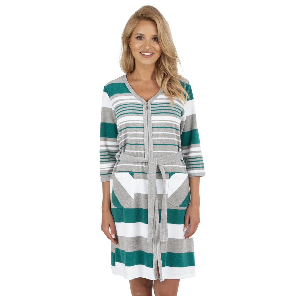 Vivisence femme peignoir classique et élégant  5013 - fabriqué en UE, gris