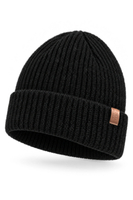 Vivisence bonnet beanie femme à revers pour jours froids, noir