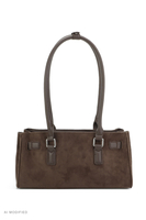Vivisence Shoulder Bag for Women Polyester Suede Effect Everyday Handbag, brown