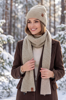 Vivisence Damen Rippstrickschal mit Wolle, beige