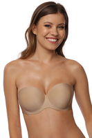 VIVISENCE Traegerloser BH Damen Rueckenfrei Nahtlos Mit Geformten Cups Komfortabler Halt Fuer Schulterfreie Kleider, Beige