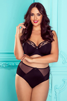 Vivisence Women's Demi Padded Bra Embroidered Mesh Microfibre Underwired Side Boning Adjustable Straps, black