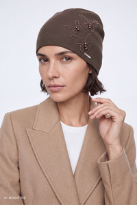 Vivisence Damen Mütze Beanie Strickmütze Acryl Viskose, braun