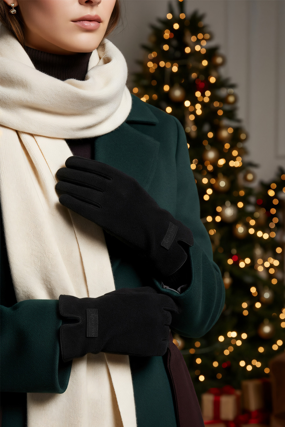 Vivisence Knitted Women's Gloves Wool Five-Finger Thermal, black