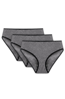 Vivisence Culotte Classique Slip pour Femme Lot de 3 Figi 4016, bande noire : graphite 3-pack