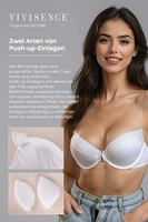 Vivisence Soutien Gorge Push Up Dos Nu Silicone Bretelles Dos Ouvert 1086, blanc