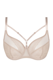 Vivisence Soutien-Gorge Femme Non Rembourré à Armatures Dentelle Florale Jacquard Gasa Bandes Déco Bretelles Réglables Sexy Élégant Lingerie Quotidienne,
