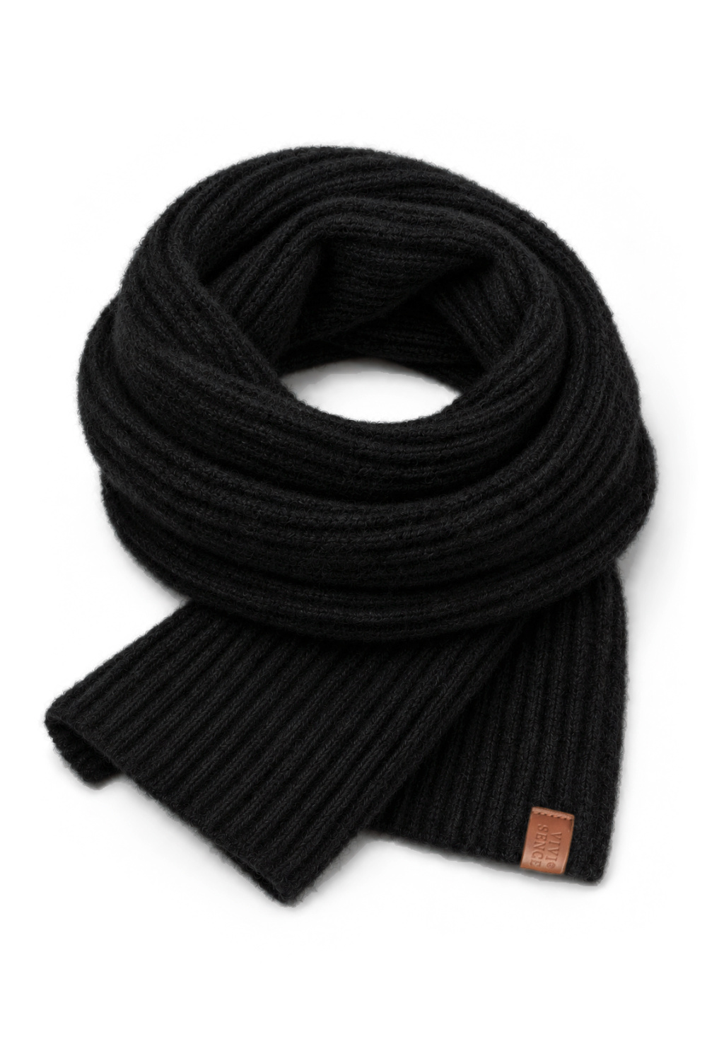 Vivisence Women's Ribbed Wool Blend Scarf, black
