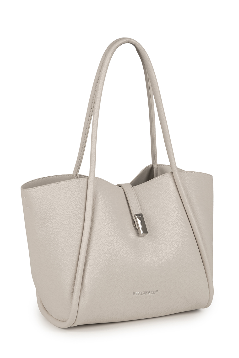 Vivisence Damen Schultertasche Mit Magnetklappe Und Kosmetiktasche Für Den Alltag, ecru