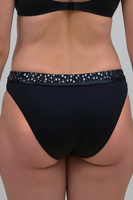 Vivisence Bas de Maillot de Bain Femme Slip de Bain Coupe Ajustée En Tissu Résistant Haute Qualité Anti-Décoloration Et Déformation 3230M, noir-argenté