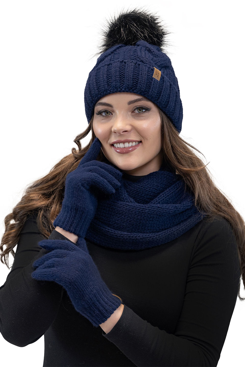 Vivisence Knitted Loop Scarf Double Folded Warm Ideal For Winter 7103, dark blue