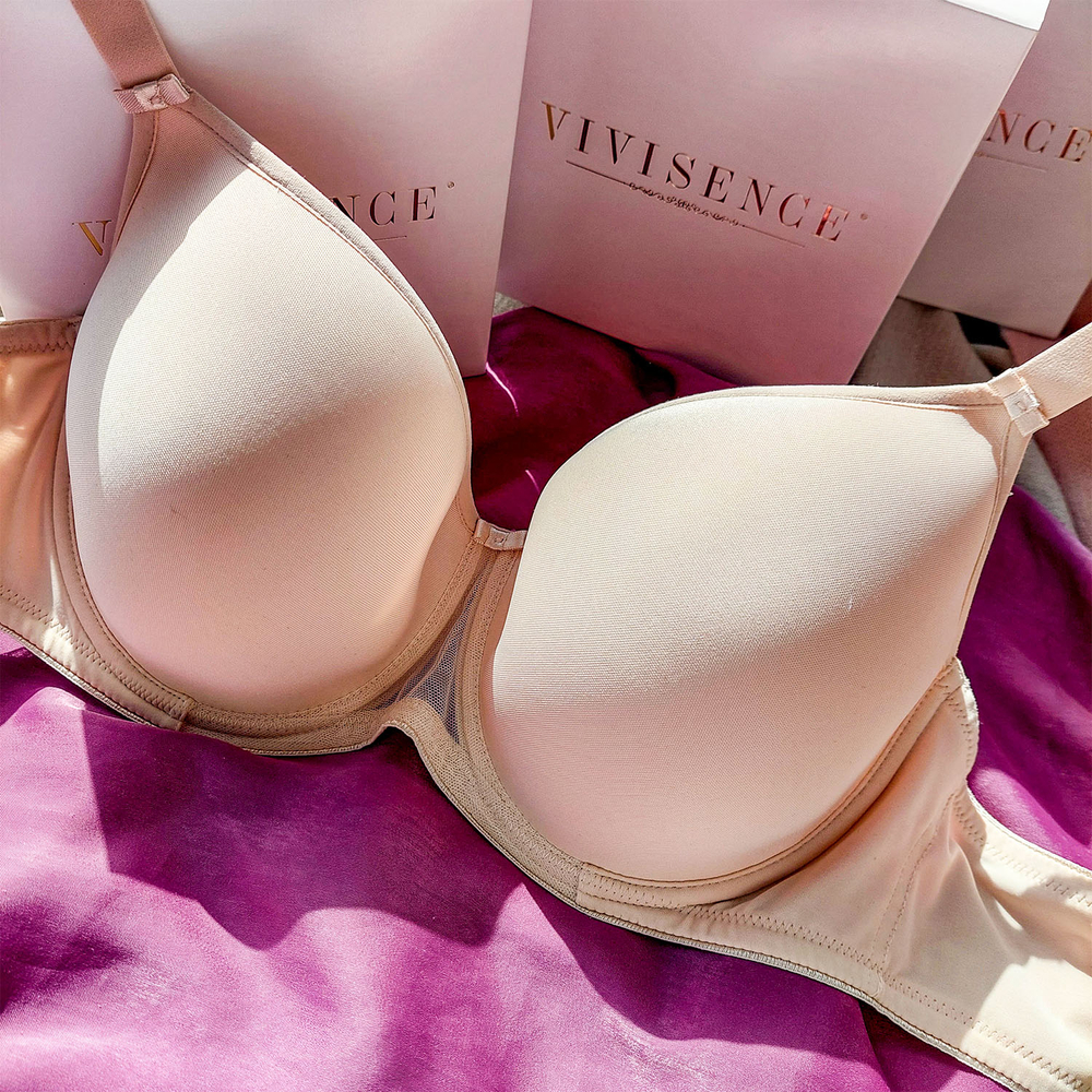 Vivisence Damen Gepolsterter BH mit Bügel Seamless Cups Starker Halt 1046, beige