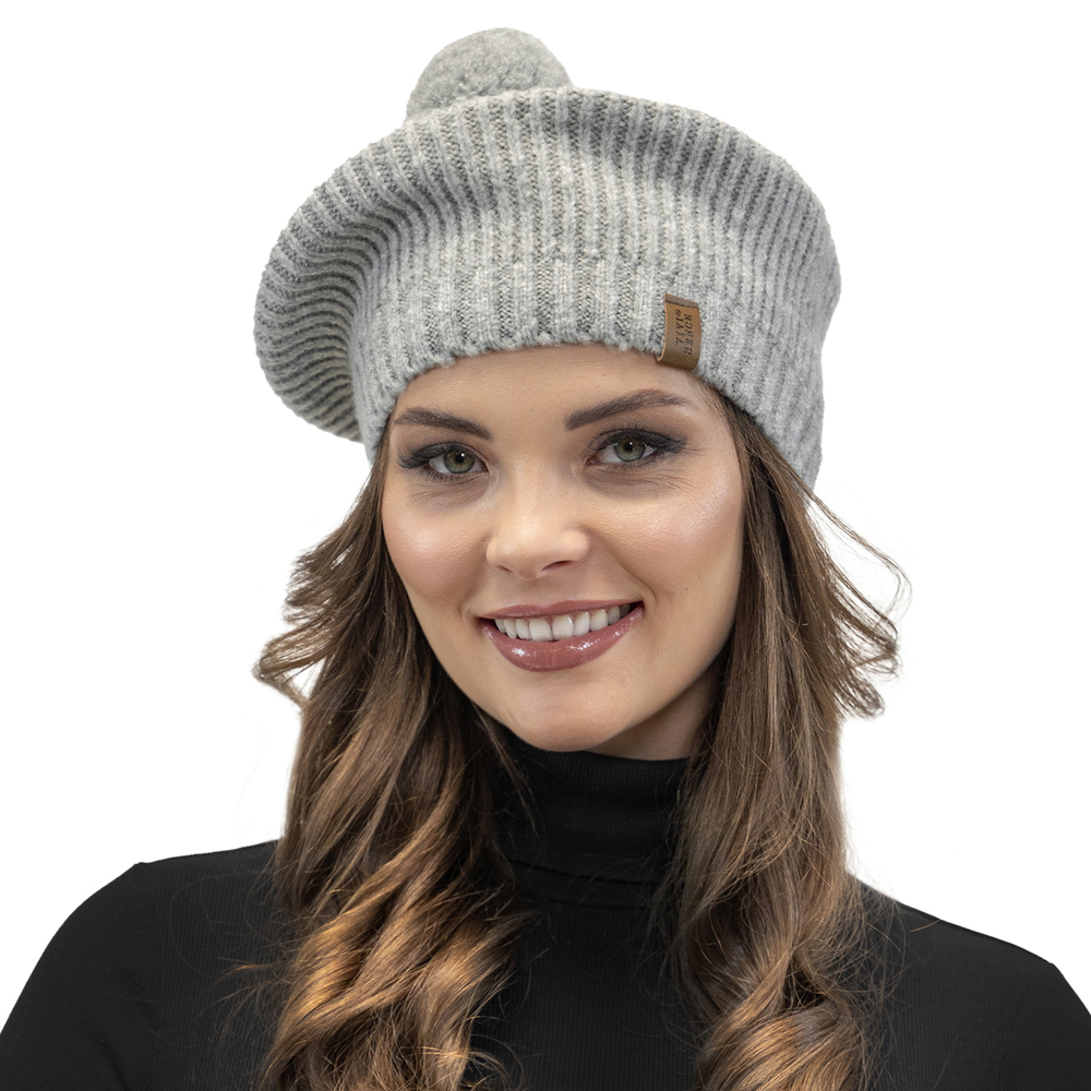 Vivisence beige women's beret7074, light grey