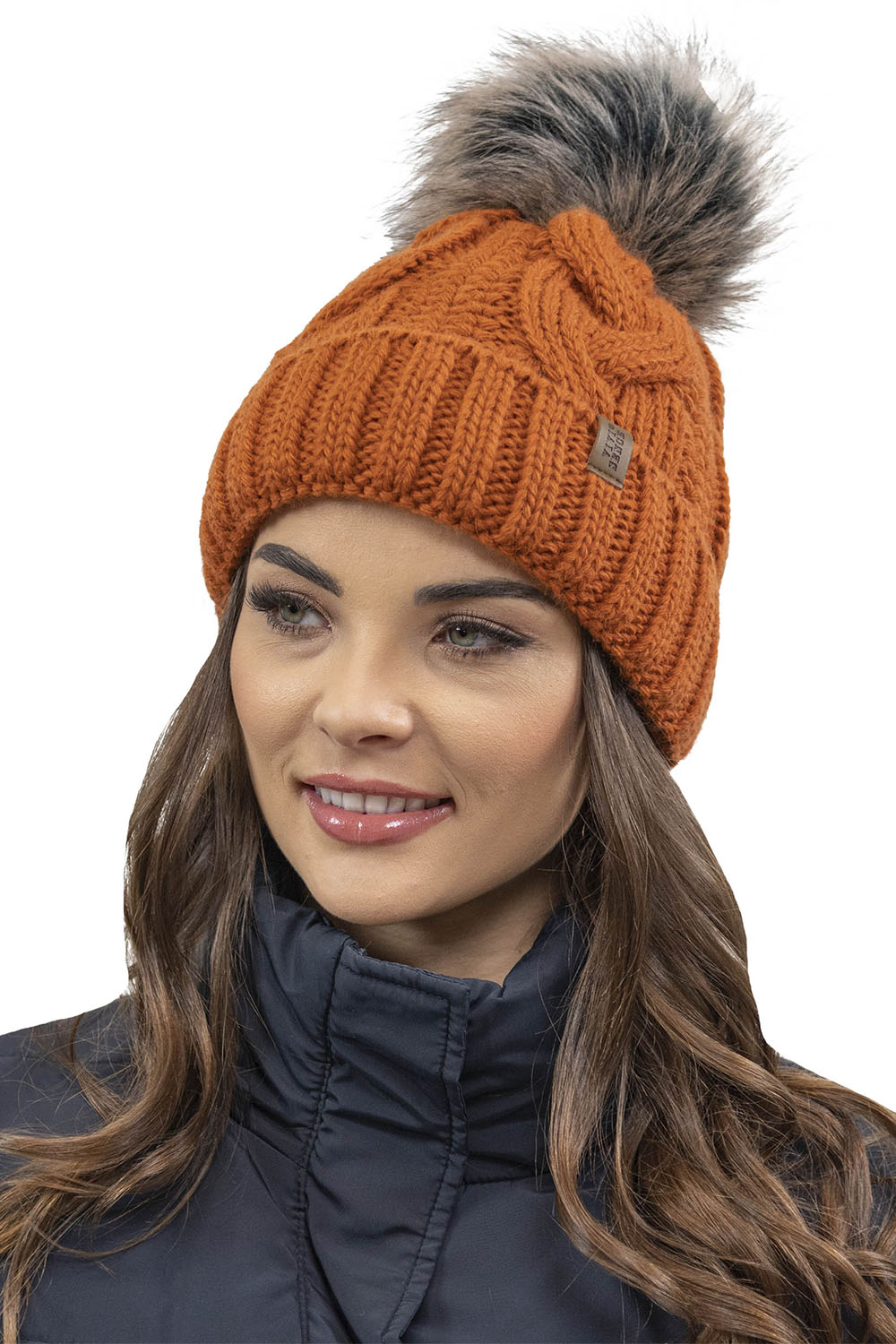 Vivisence Bonnet À Pompon Femme Chaud Et Doux Idéal Pour L’Hiver 7014, orange