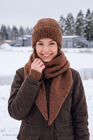 Vivisence women's winter set hat scarf gloves warm, brown