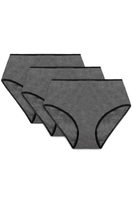 Vivisence Woman Briefs Cotton Smooth High Waist Underwear 4017 3-Pack, black elastic: graphite