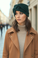 Vivisence Femme Bandeau Maille Duveteuse avec Torsade Confort et Chaleur, vert bouteille