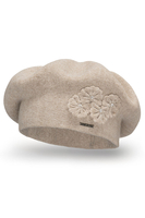 Vivisence Baskenmütze Damen Elegant Blume Warm Herbst Winter Accessoire 7006, beige