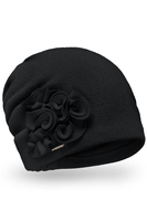 Vivisence Bonnet Femme Élégant En Laine Vierge Brodé Main Pour L’Hiver 7076, noir