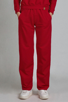 Vivisence Pantalon De Survêtement Femme Confortable Taille Élastique Jambes Larges Poches Latérales Tissu Doux Coton Mélangé Pour Sport Maison Balade Détente Quotidienne 9102, rouge