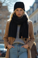 Vivisence Femme Écharpe Hivernale Laine Et Coton Douce Et Chaude Au Quotidien, noir