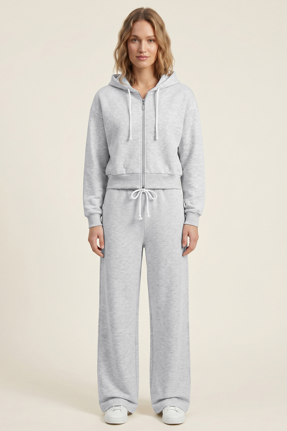 Vivisence Damen Sweatshirt Mit Reißverschluss Kurzer Schnitt, Grau