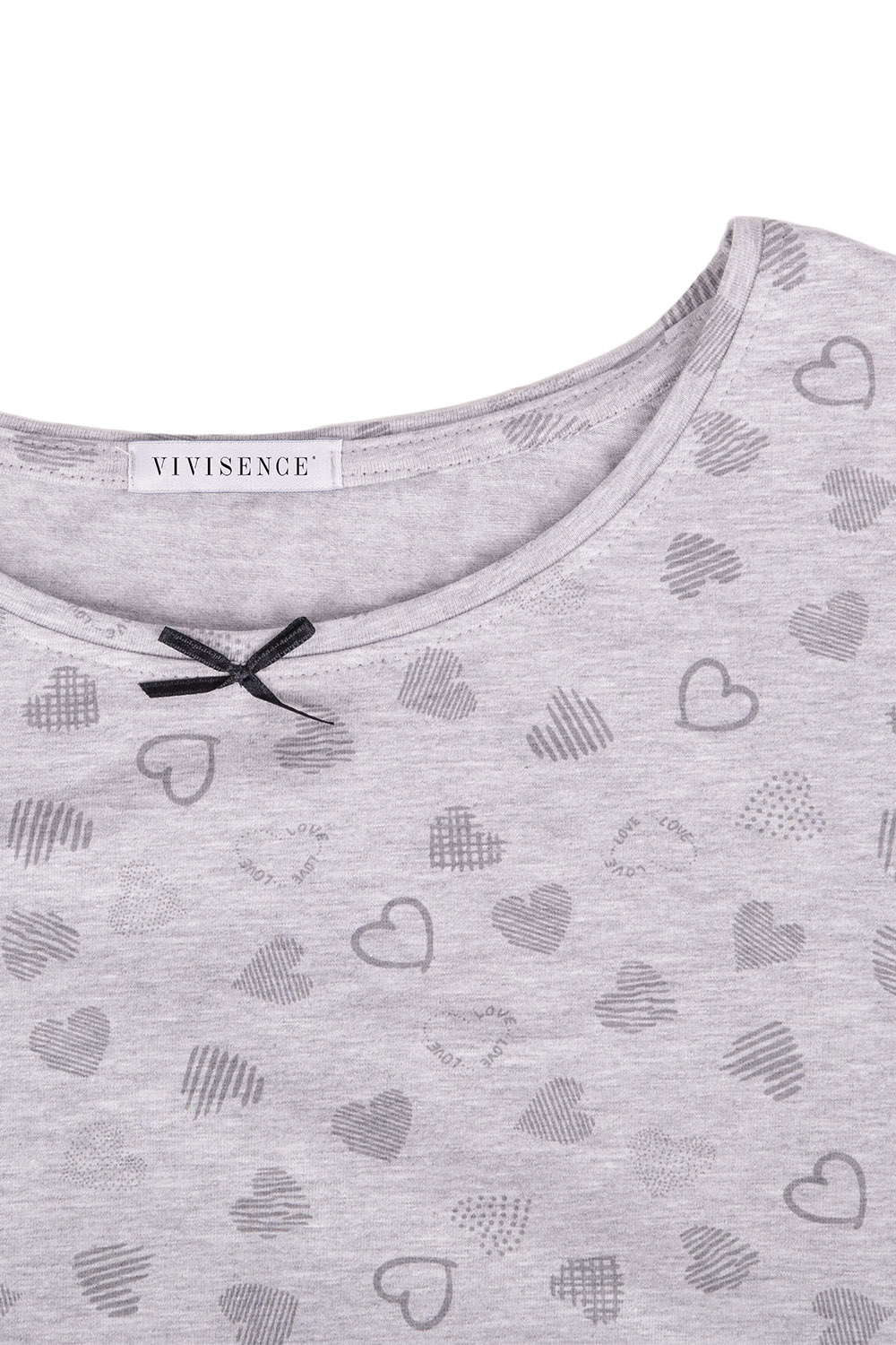 Vivisence Pyjama Deux pièces pour Femme Coton Manches Longues 2023, gris