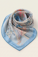Vivisence Women Silk Scarf Silk Bandana Square Design Soft On Skin For Everyday, blue/beige