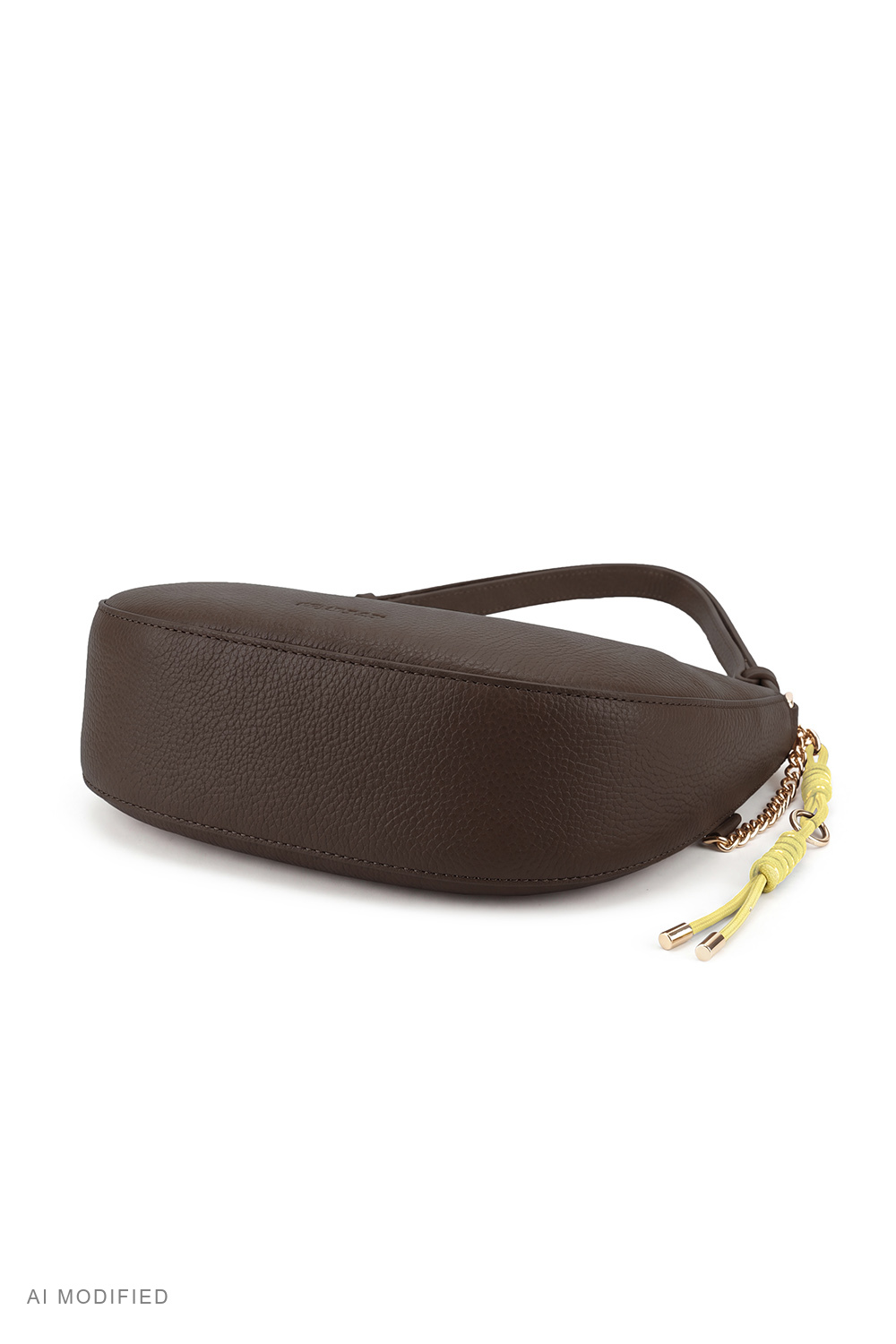 Vivisence Sac bandoulière T0041 en polyuréthane, sac demi-lune élégant, marron foncé