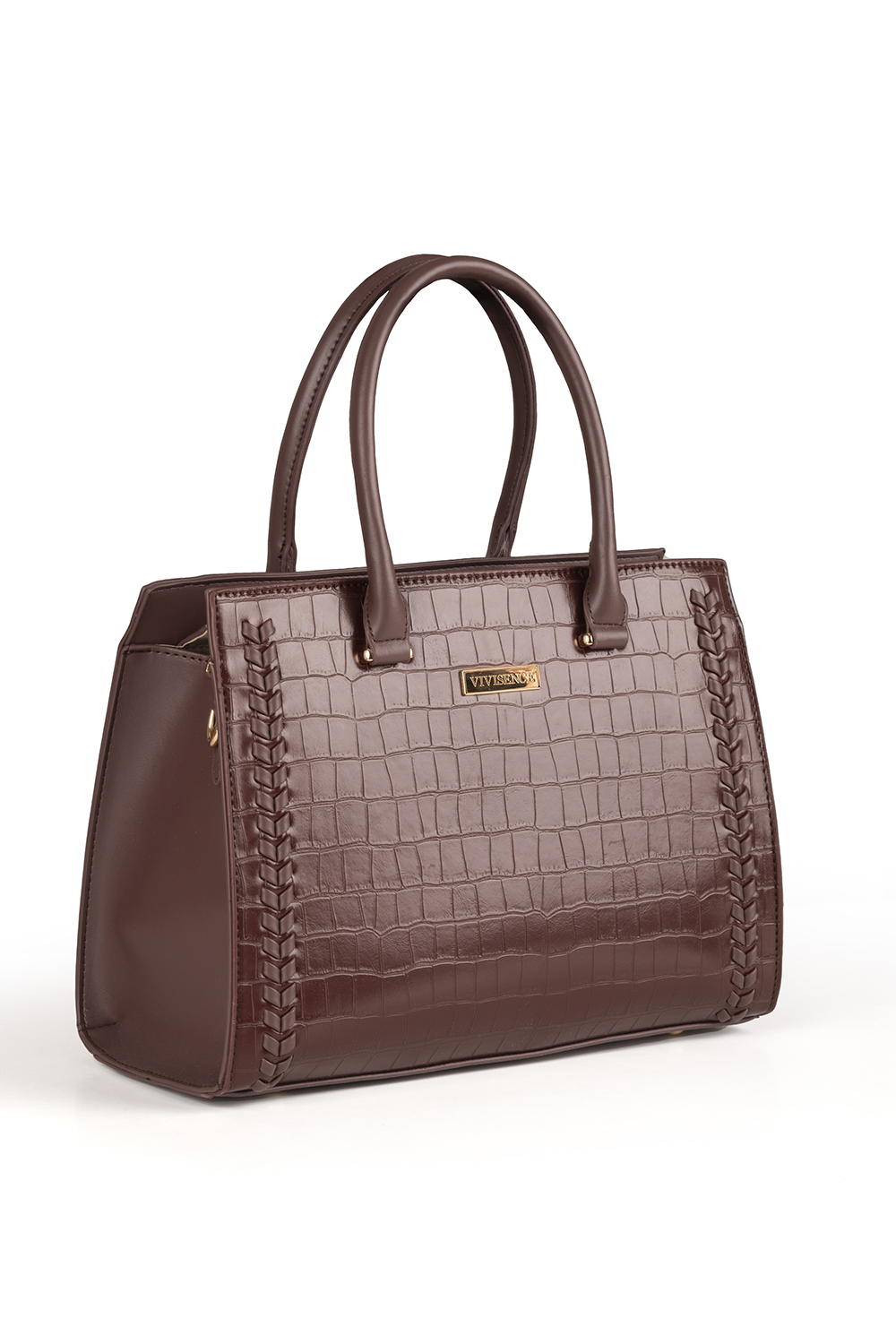 Vivisence Handtasche Damen Kunstleder Set 3 Teilig Elegante Taschen, Braun