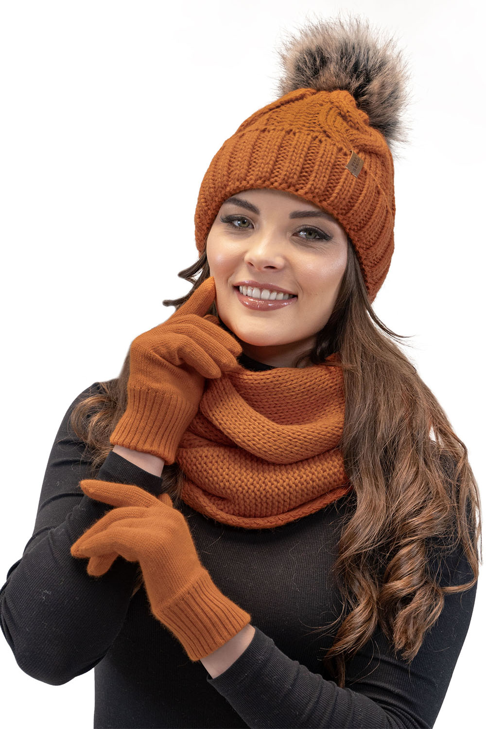 Vivisence Knitted Loop Scarf Double Folded Warm Ideal For Winter 7103, orange