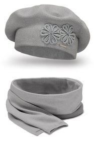 Vivisence Béret Et Écharpe Femme Pour L'automne et L'hiver Chauds En Laine Mélangée Accessoires Pour Hommes Tricot Souple Ajustement Parfait Divers Styles Et Couleurs Disponibles 7007Kmpl, gris clair