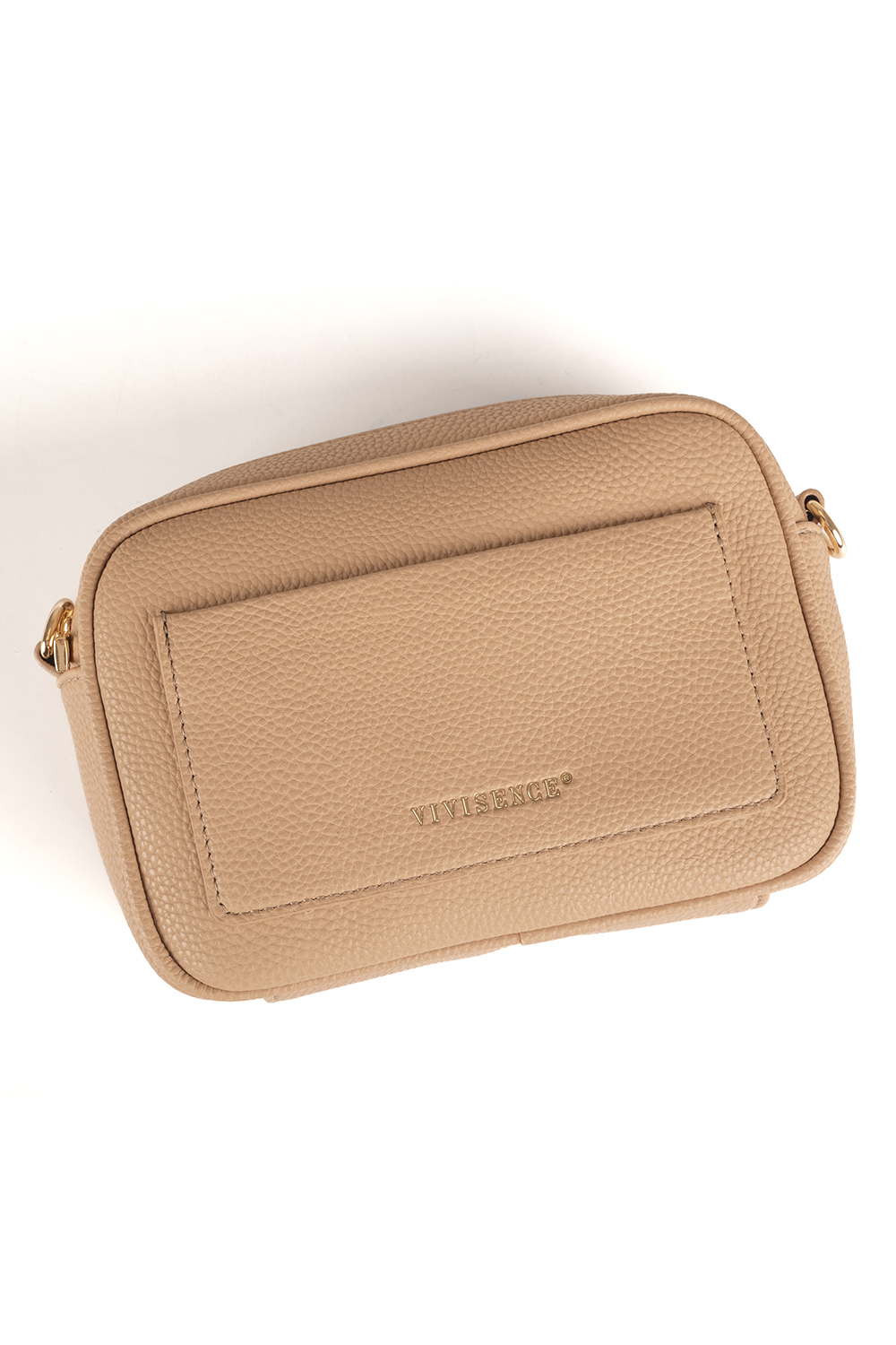 Vivisence Sac Bandoulière Femme Fermeture éclair Sangle Large et Réglable, beige