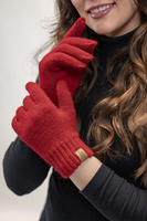 Vivisence Damen Winter Set Bommelmütze Loop Schal Handschuhe Warm Elegant, rot