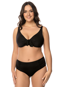 Vivisence Womens Underwire Swim Bra Non Padded With Tie Front Adjustable Straps For Full Bust Support, black