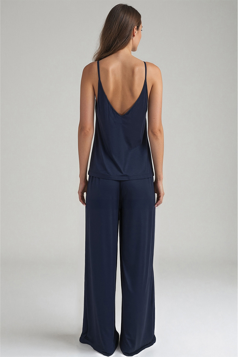 Vivisence Damen Pyjama Viskose Lockere Passform Komfort Für Nachtwäsche 2046, dunkelblau