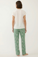 Vivisence Pyjama Femme Modal Et Coton Respirant Avec Poches Confort Quotidien, blanc-menthe