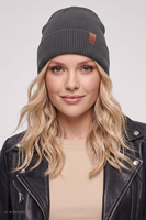 Vivisence Damen Beanie-Mütze mit Umschlagkante, dunkelgrau