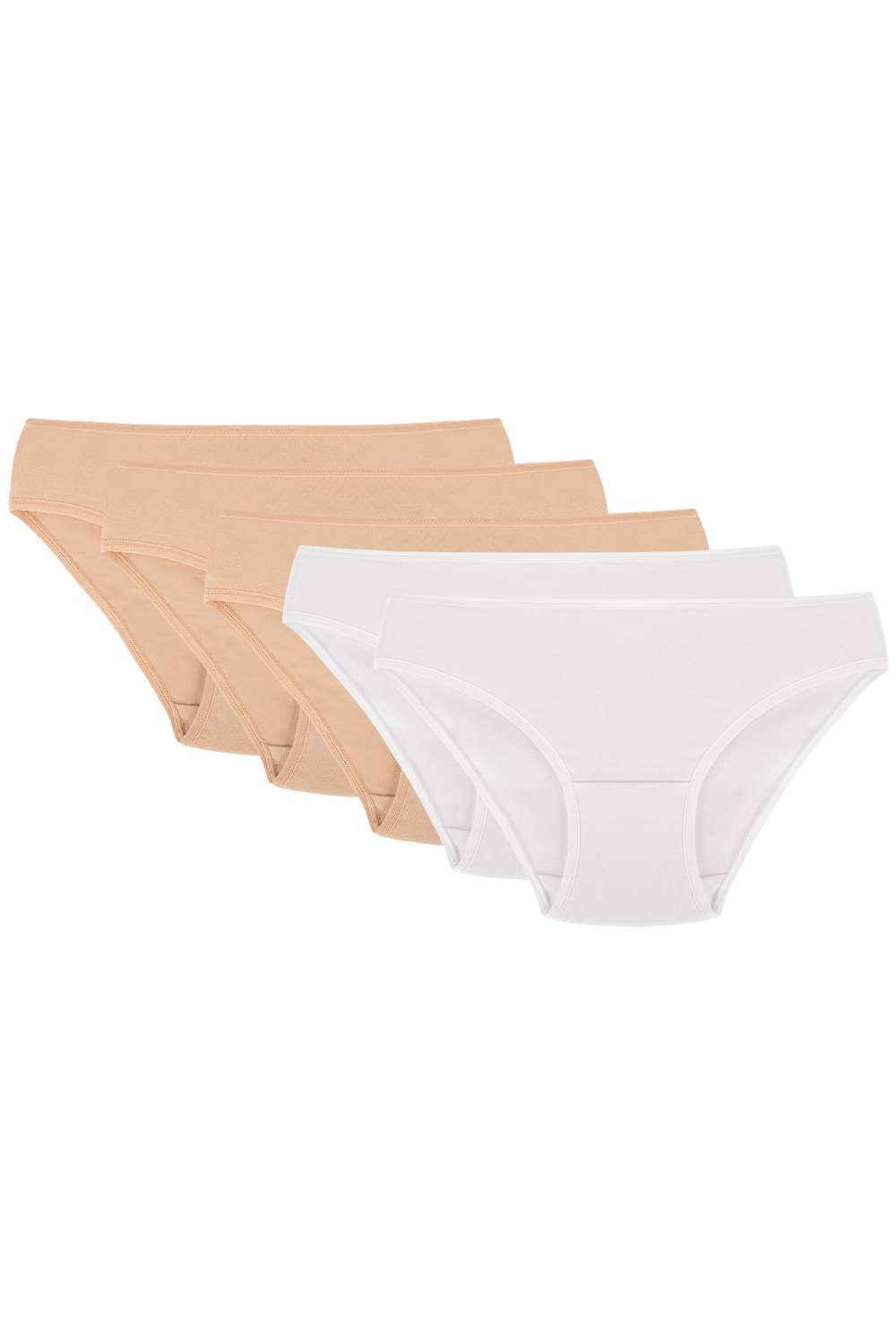 Vivisence 5-pack of women's classic briefs 4003, beige/beige/beige/white/white