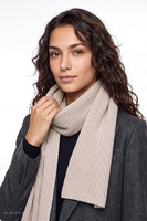 Vivisence Damen Set Mütze Schal Merinowolle Kaschmir Winteraccessoires, beige