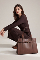 Vivisence Women Top Handle Bag Magnetic Closure Versatile Carry And Organization, Dark Brown